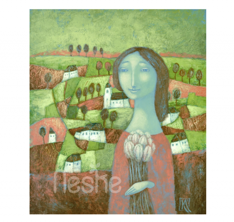 Séta a dombra, akril festmény