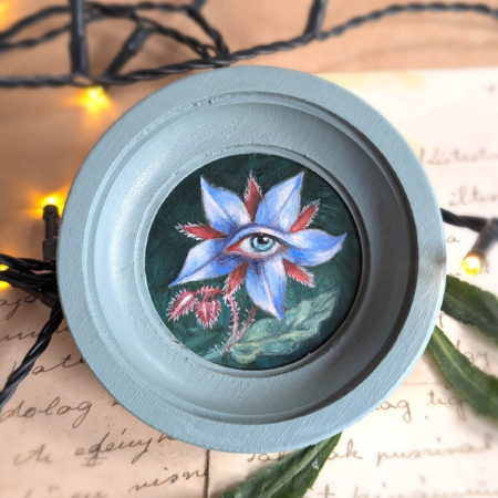 Borágó, eredeti miniatűr olajfestmény