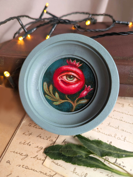 Gránátalma, eredeti miniatűr olajfestmény