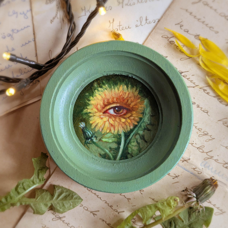 Pitypang, eredeti miniatür olajfestmény