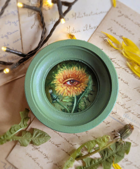 Pitypang, eredeti miniatür olajfestmény