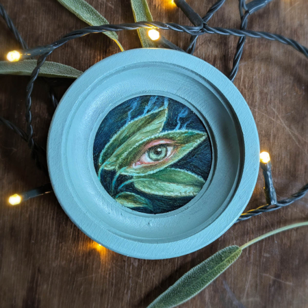 zsálya eredeti miniatür olajfestmény