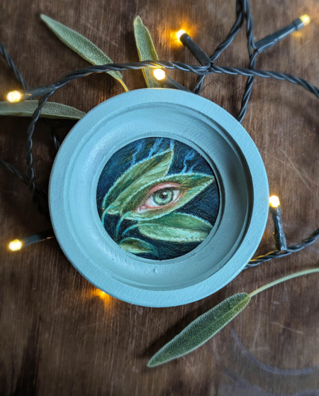 zsálya eredeti miniatür olajfestmény